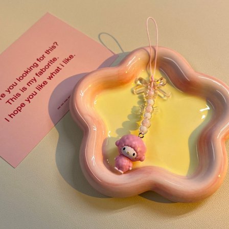 Söt rosa lamm nyckelring Kort mobiltelefonkedja B B