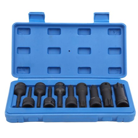 10 stk. 1/2in firkant pipe skruddriver bits sett CRMO Star T30100 TSeries 78mm lengde bilreparasjonsverktøy