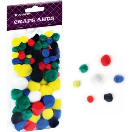 Pompon Fandy Färgglada pompom, mix 78 st