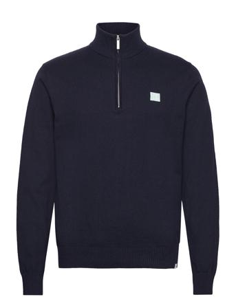 Elias Patch Cashton Half-Zip Knit Tops Knitwear Half Zip Jumpers Navy Les Deux
