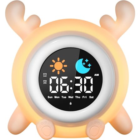 Lasten Herätyskello Päivä/Yö 2 Hälytystä/12/24 Tuntia/Torkku Säädettävä Näytön Kirkkaus 7 Väriä Valo Herätyskello