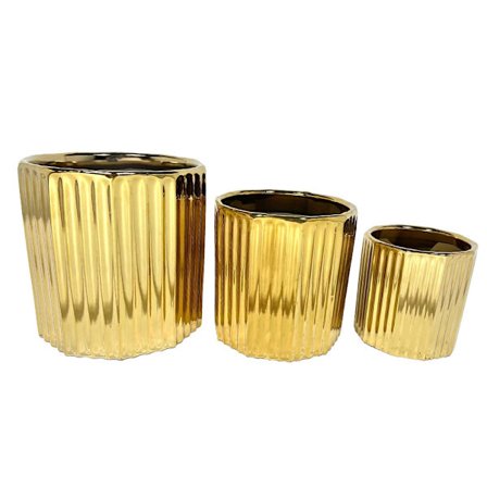 Keraaminen kultainen ruukkusetti, 3 kpl, 18x18x18 cm