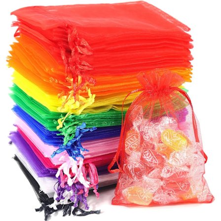 100 stk. organzaposer, gaveposer til slik, smykker, til bryllup, fødselsdag, jul, gave, slik, smykker (10 x 15 cm)