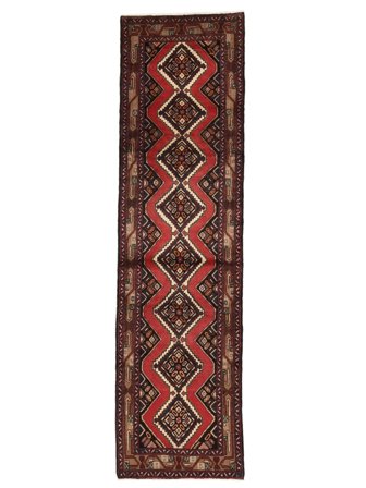 Asadabad Rug 84X312 Runner Black/Dark Red Wool, Persia