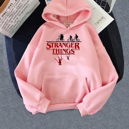 Stranger Things Hoodie | Tryckt Sweatshirt | Lediga Unisex-kläder för Fans*L*rosa L rosa L
