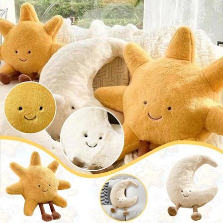 NYA Jellycats Söta Plysch Rolig Kudde Djur Måne Sol Kudde Mjuk Plysch Leksak Gåva Sol 35cm