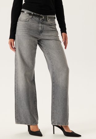 ONLY - Onlcobain Reg Wide Rhinestone - Medium Grey Denim - Kläder - - Bubbleroom