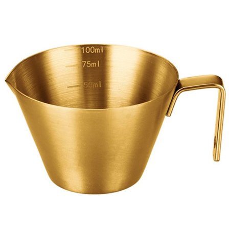 Espressomålekopp i rustfritt stål med skala, espressoshotskopp med håndtak, gjenbrukbar hellekopp for kaffe