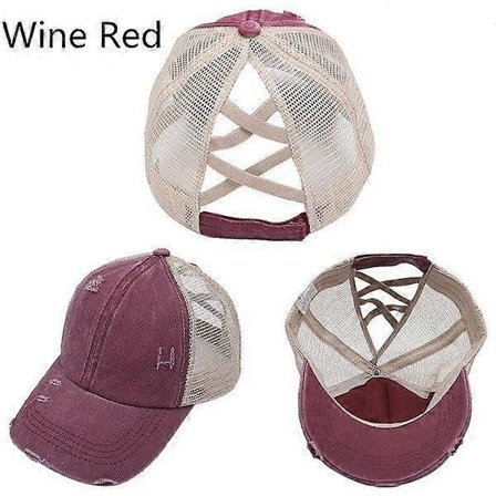 Naisten poninhäntä baseball-lippis, vintage-pesu, säädettävä unisex-verkko baseball-lippis