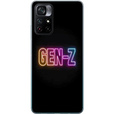 Yhteensopiva Puhelinkuori Xiaomi Xiaomi Poco M4 Pro 5G Neontext Gen Z värikkäässä valossa tummaa taustaa vasten modernissa digitaalisessa tyyliiss