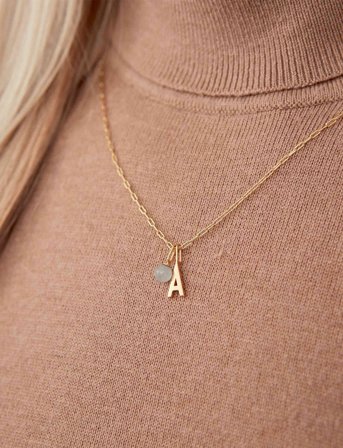 Design Letters Stone Drop Charm - Blue - 8 MM