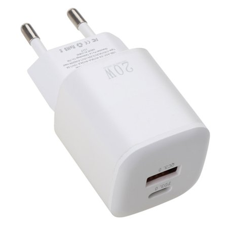 PD + QC3.0 hurtigoplader USB C-oplader 20W PD-strøm Hurtig vægoplader, Type C-oplader til alle USB/Type-C-enheder