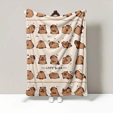 Bærbar Capybara Filt, Flanell, Alle årstider, 100x150cm