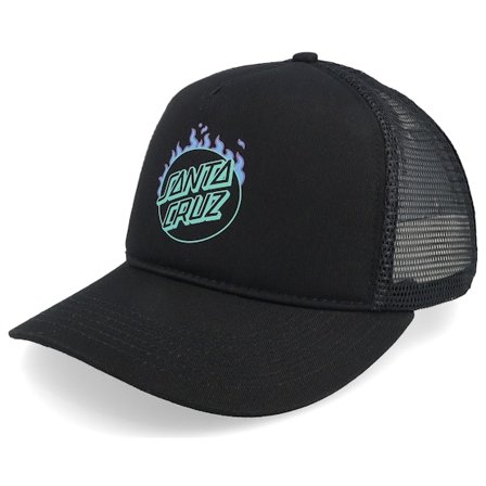 Santa Cruz - Svart trucker Keps - Minimal Burnt Opus Meshback Black A-Frame Trucker @ Hatstore