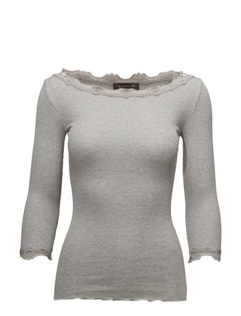 Silk T-Shirt Boat Neck Regular W/Vi Grey Rosemunde