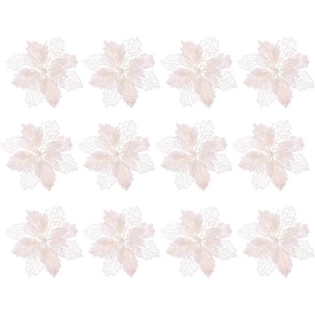 12 stk Glitrende julestjerne-ornamenter til juletrepynt