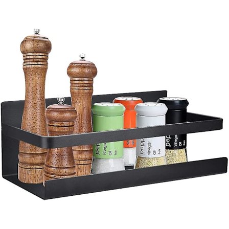 Hengende hylle for kjøleskap Krydderstativ med magnet, svart