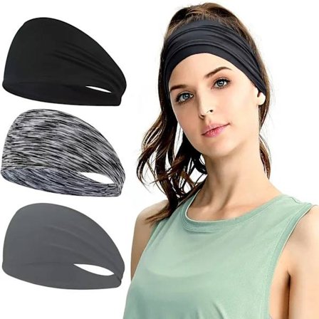 3-pack sportpannband, svettabsorberande huvudband
