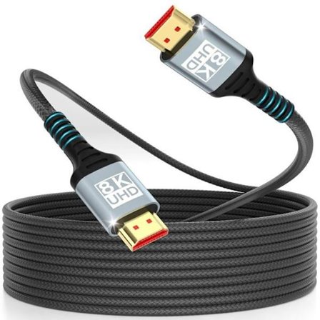 5-meter 8K HDMI-kabel, Ultra High Speed HDMI 2.1-kabel 8K@60Hz 4K@120Hz 7680P Understøtter HDR10 eARC 3D HDCP 2.2 & 2.3