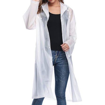 Althee Gjenbrukbar Regnponcho for Voksne Eva. Unisex Lang Gjennomsiktig Regnjakke med Hette