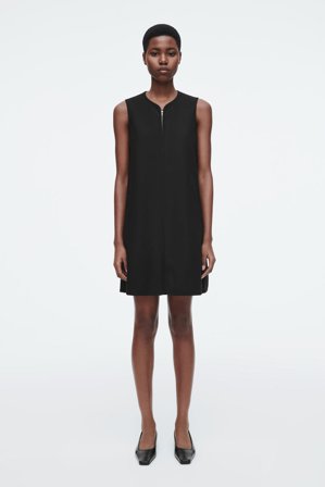 COS Femme Robe Courte Zippée En Jersey De Scuba Dress in Noir