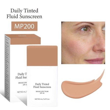 Daglig tonet solcreme SPF 40 - Luftig-let tonet fugtighedscreme med zinkoxid bredspektret SPF 40 beskyttelse, letvægtsmakeup, anti-aging, fugtgivende