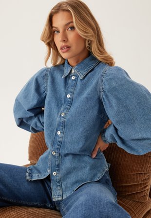 Pieces - Pcritt Ls Denim Shirt - Light Blue Denim - Kläder - - Bubbleroom