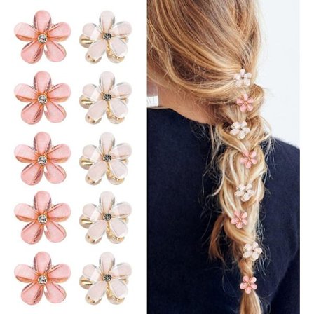 10 stk Små Diamanthårspænder – Hvide & Rosa Mini-Hårklemmer til Kvinder & Piger – Perfekt til Hverdag, Fest & Bryllup_TF_TF