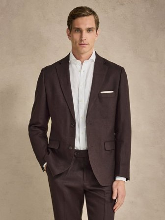 John Henric Men's Dunkelbrauner Leinenblazer Size 48