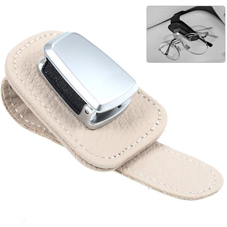 Multifunktionell Hållare för Solskydd i Bil, Glasögonklämma, Sedlar, Solglasögon (Beige)
