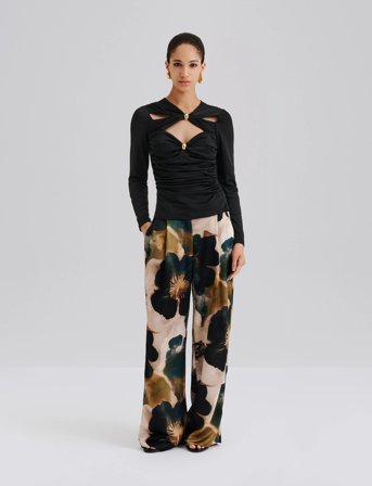 Malina Sarah Elastic Waist Satin Pants - Multi/patterned - S