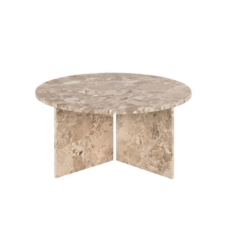 Vega Couchtisch, Latte-Marmor | Ø90cm, runder Wohnzimmertisch aus Naturstein, modernes Design, beige marmoriert, elegante Steinplatte, 42cm