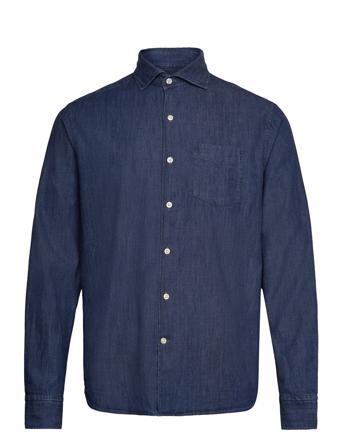 Reg Fit Wide Spread C Dark Indigo Tops Shirts Denim Shirts Blue Oscar Jacobson