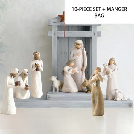 10 stk Willow Tree Julekrybbe Figur Statue Håndmalt Dekorasjon Julegave Juledekorasjon Ornament