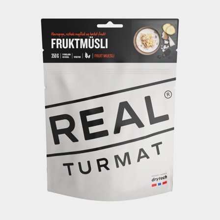 Frystorkad mat / campingmat Real Turmat Fruktmüsli, vegetarisk, portionsförpackning, 350 g
