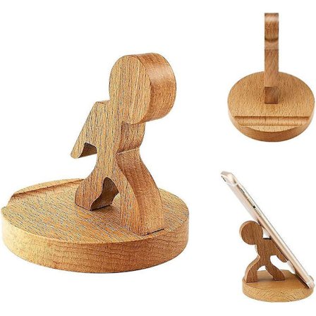 Træ skrivebords telefonholder til alle smartphones