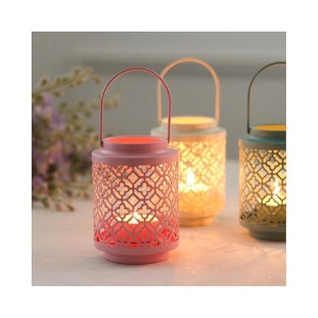 Hengende lysestake i jernkunst, ensfarget vintage lysestake, hul lykt, lysholder, dekorasjon til spisebord, én rose