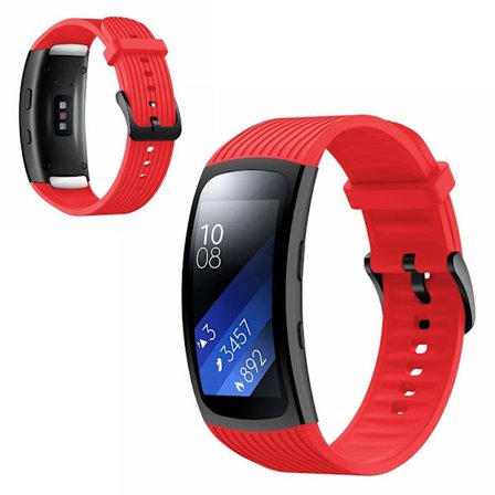 Samsung Gear Fit2 Pro vertical thread silicone watch band - Red Size: L