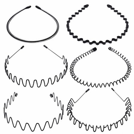 6 kpl metallipääpantaa musta hiuspanta jousi aalto hiuspanta monityylinen unisex joustavat hiuspanta-asusteet naisille miehille
