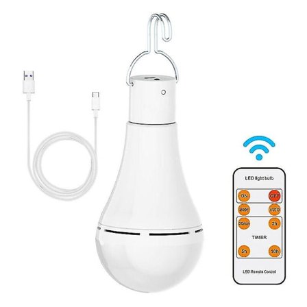 USB-laddningsbar glödlampa med fjärrkontroll 7W