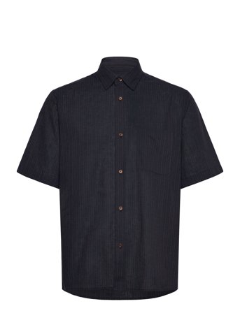 Cotton Linen Victor Stripe Shirt Ss Navy Mads Nørgaard