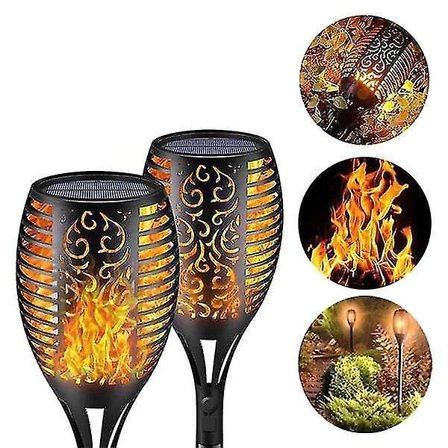 1 stk LED Solcelle Flamme Fakkel Lys Udendørs Have Flimrende