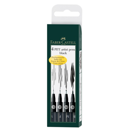 Faber-Castell PITT Artist Pens 4-set Black
