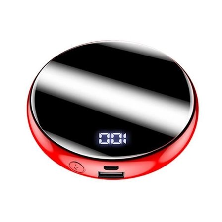 Mini Stor kapacitet Charging Treasure 10000mAh Snabbladdning Rund Spegel Digital Display Power Bank