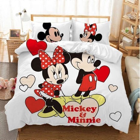 v5648 Sängkläder Mickey Minnie Mouse Barn Present Påslakanset Sovrumsinredning Örngott Sängkläder IU5648