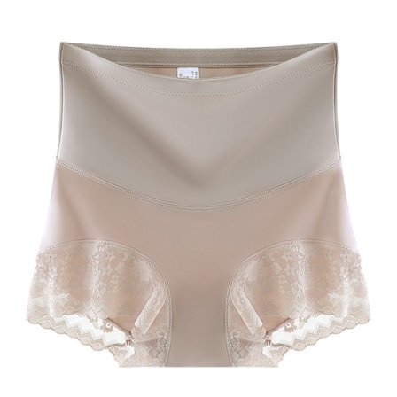 Sömlösa spetsformade trosor med platt mage KHAKI M