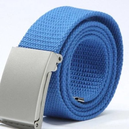 Bælte i lyseblåt kanvasstof, unisex, justerbar længde, lyseblå