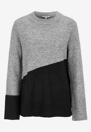 Cellbes of Sweden - Strikket genser med rund krage i grå / svart for damer i størrelse 62/64