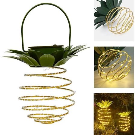 2 stk. Ananas LED Solcellelanterne Varm Hvid Ananas Solcellelampe Batteri Have Solcellelys