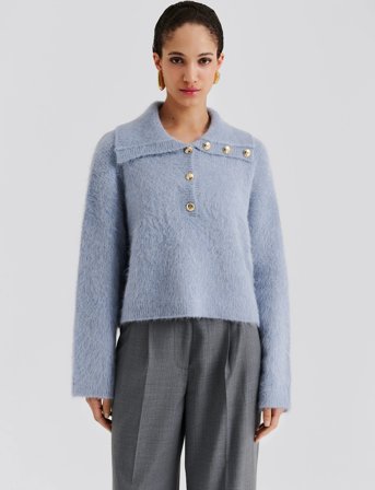Malina Yselle Alpaca Blend Sweater - Blue - XL